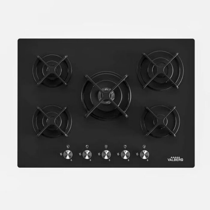 Valberg GGH 5 IC 066T 5 Foyers 3500W Plaque de Cuisson Gaz Verre